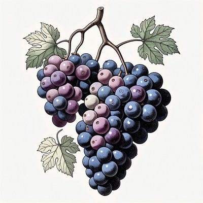 Purple grape cluster illustration