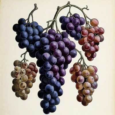 Bunch of Purple and Red Grapes