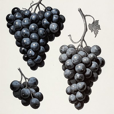 Clusters of Black Grapes