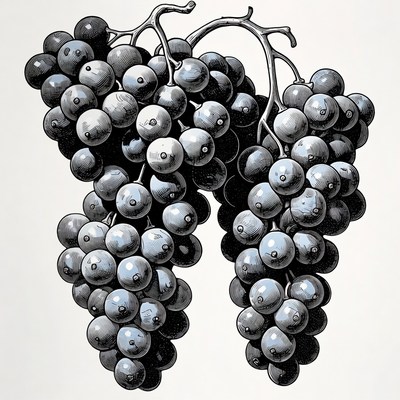 Bunch of black grapes illustration