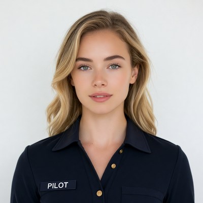 Blonde female pilot portrait