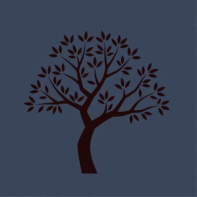 Silhouette tree on blue background
