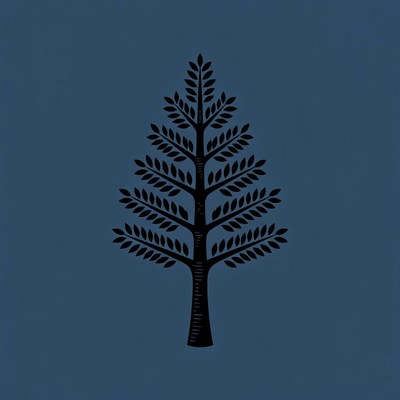 Black silhouette fir tree
