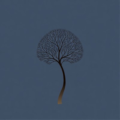 Tree silhouette on blue background