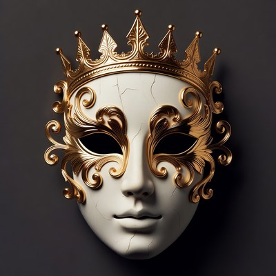 Gold Ornate White Venetian Mask