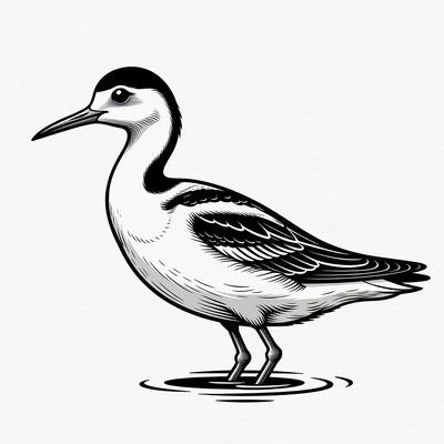 Black-winged Stilt Bird Illustration
