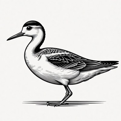 Black-necked Stilt Bird Illustration