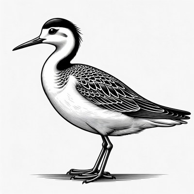 Black-necked Stilt Bird Illustration
