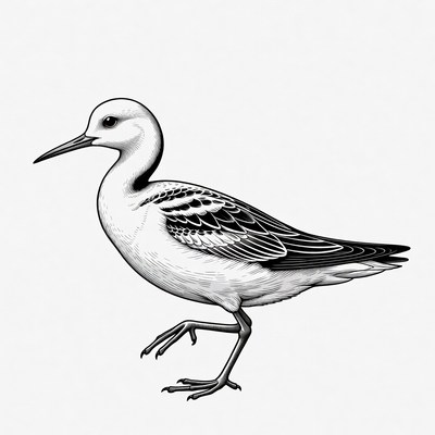 White Sanderling Bird Illustration