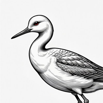 White Avocet Bird Illustration