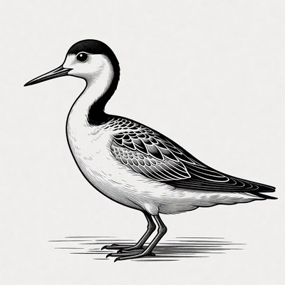 Black-necked Stilt Bird Illustration