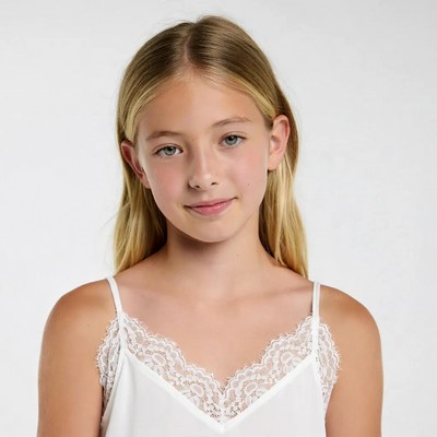 Blonde girl in lace camisole