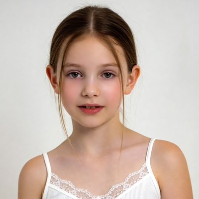 Young girl in white lace camisole