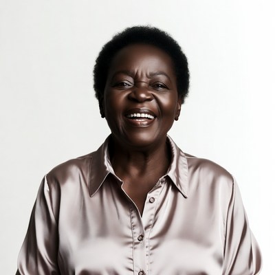 African-American woman smiling happily