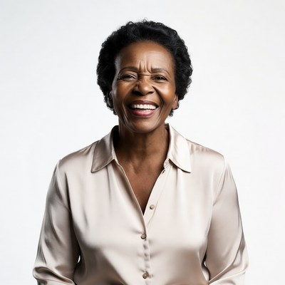 African-American woman smiling happily