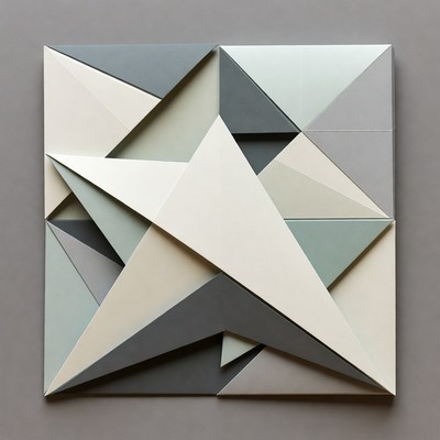 Abstract Gray Origami Triangles