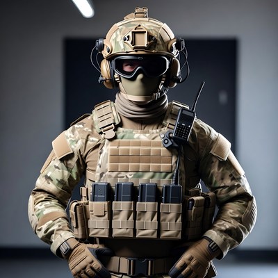 Soldier in Camouflage Tactical Gear