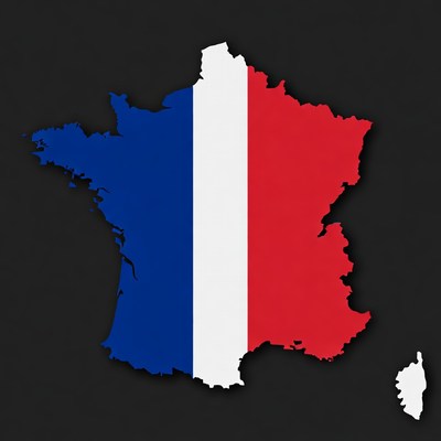 French Flag Map Outline