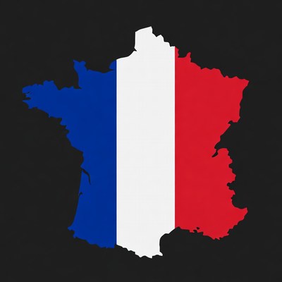 French Flag Map Outline