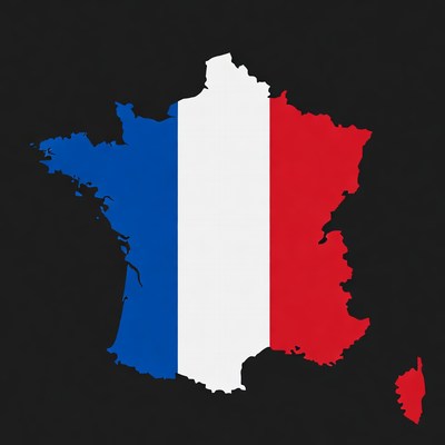 France Flag Map Outline