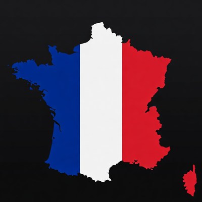 France Flag Map Outline