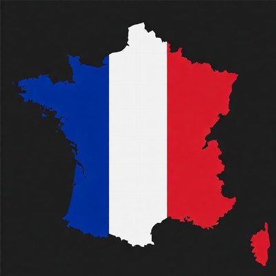 French Flag on Black Background