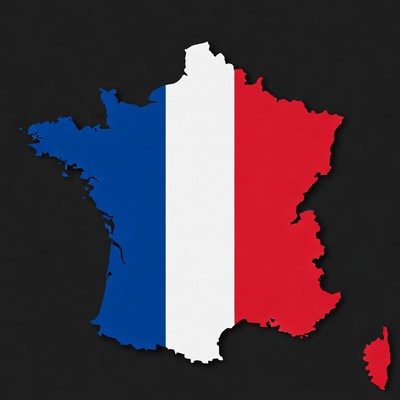 French Flag Map Outline