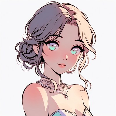 Anime girl with updo hairstyle