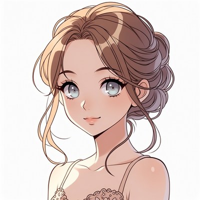Anime girl with updo hairstyle
