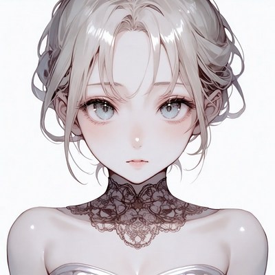 Anime girl with lace choker