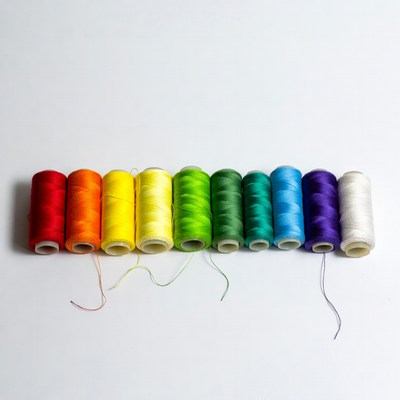 Rainbow Spools of Thread on White