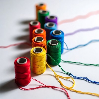 Colorful Thread Spools Arranged Diagonally