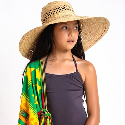 Asian girl in straw hat and sarong