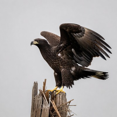 Bald Eagle Perched on Wood Stump