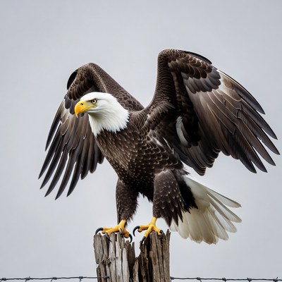 Bald Eagle Perched on Stump