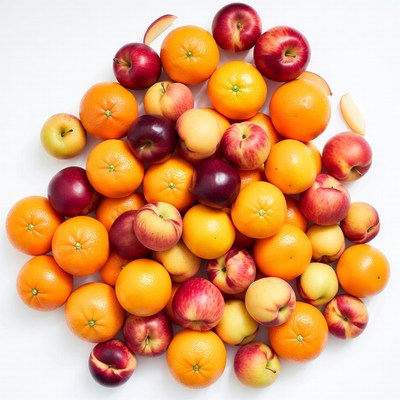 Mixed Oranges Apples Peaches Pile