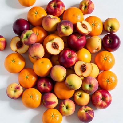 Mixed Oranges Peaches Apples Pile