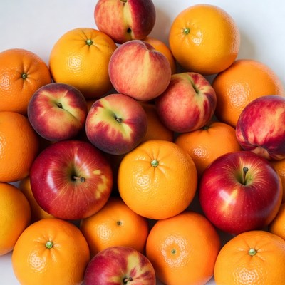 Pile of Oranges and Peaches in Bowl