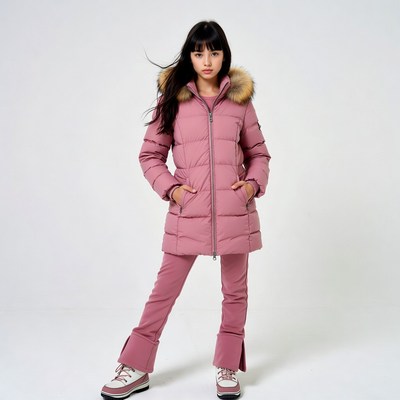 Asian girl in pink puffer jacket