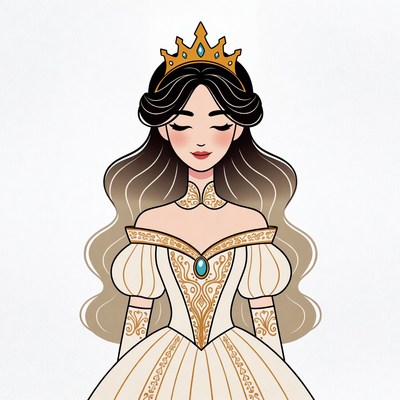 Princess in Gold Crown and Gown