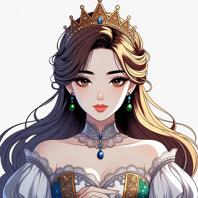 Anime princess with golden crown