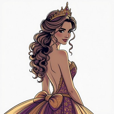 Beautiful princess in purple gown