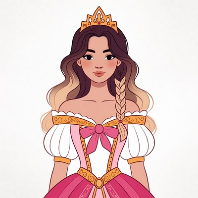 Asian princess in pink gown