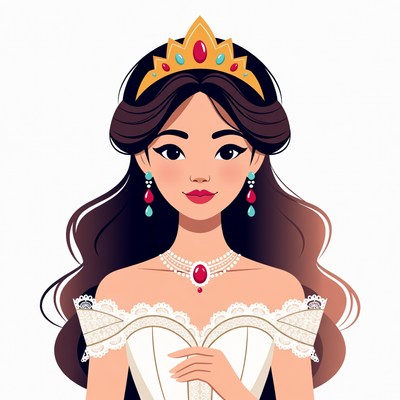 Princess with golden crown and necklace