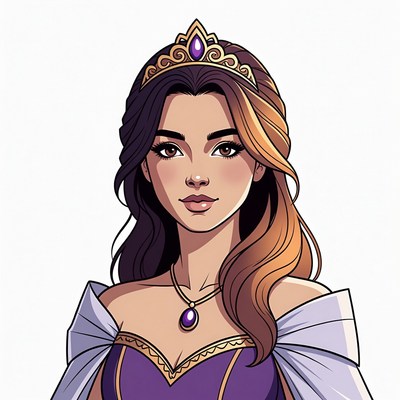 Princess with purple crown and gown