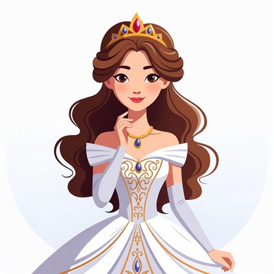 Princess touching chin illustration