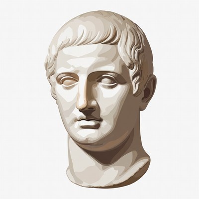 Ancient Roman Man Bust Illustration