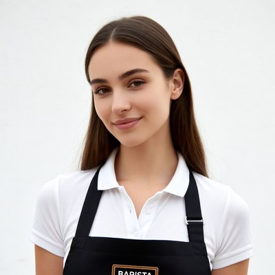 Smiling Barista Woman in Uniform