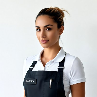Barista woman in uniform