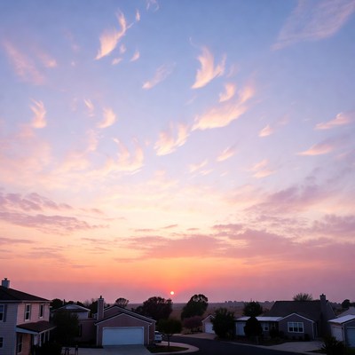 Sunset Over Suburban Houses